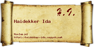 Haidekker Ida névjegykártya